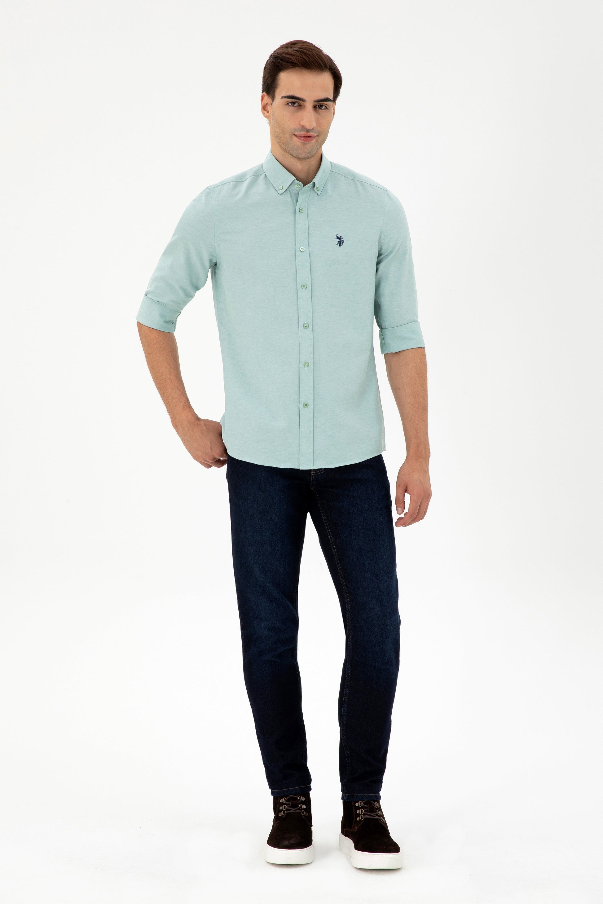 Men's Mint Long Sleeve Basic Shirt