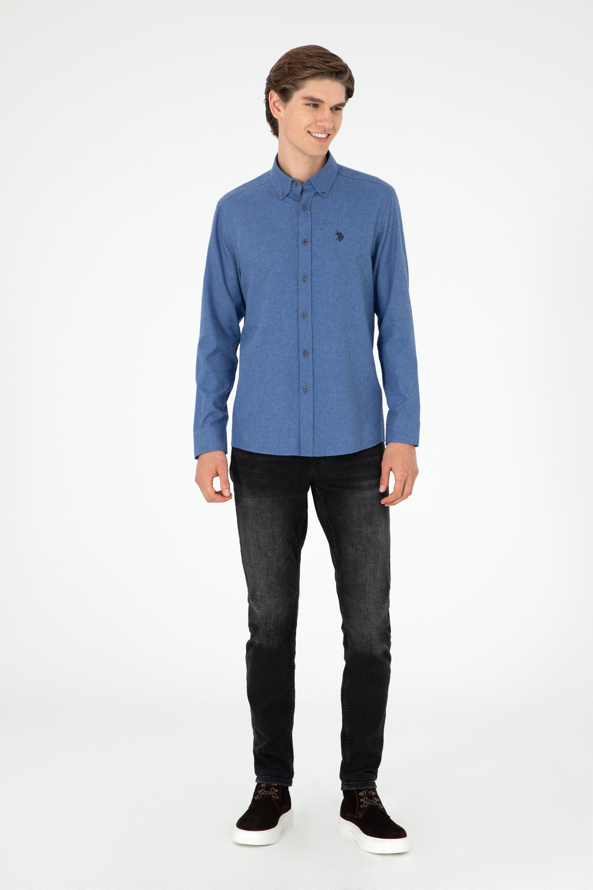 Men's Indigo Long Sleeve Basic Shirt