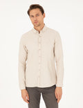 Beige Slim Fit Long Sleeve Shirt