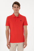 Men's Slim Fit Polo Neck Red Basic T-Shirt