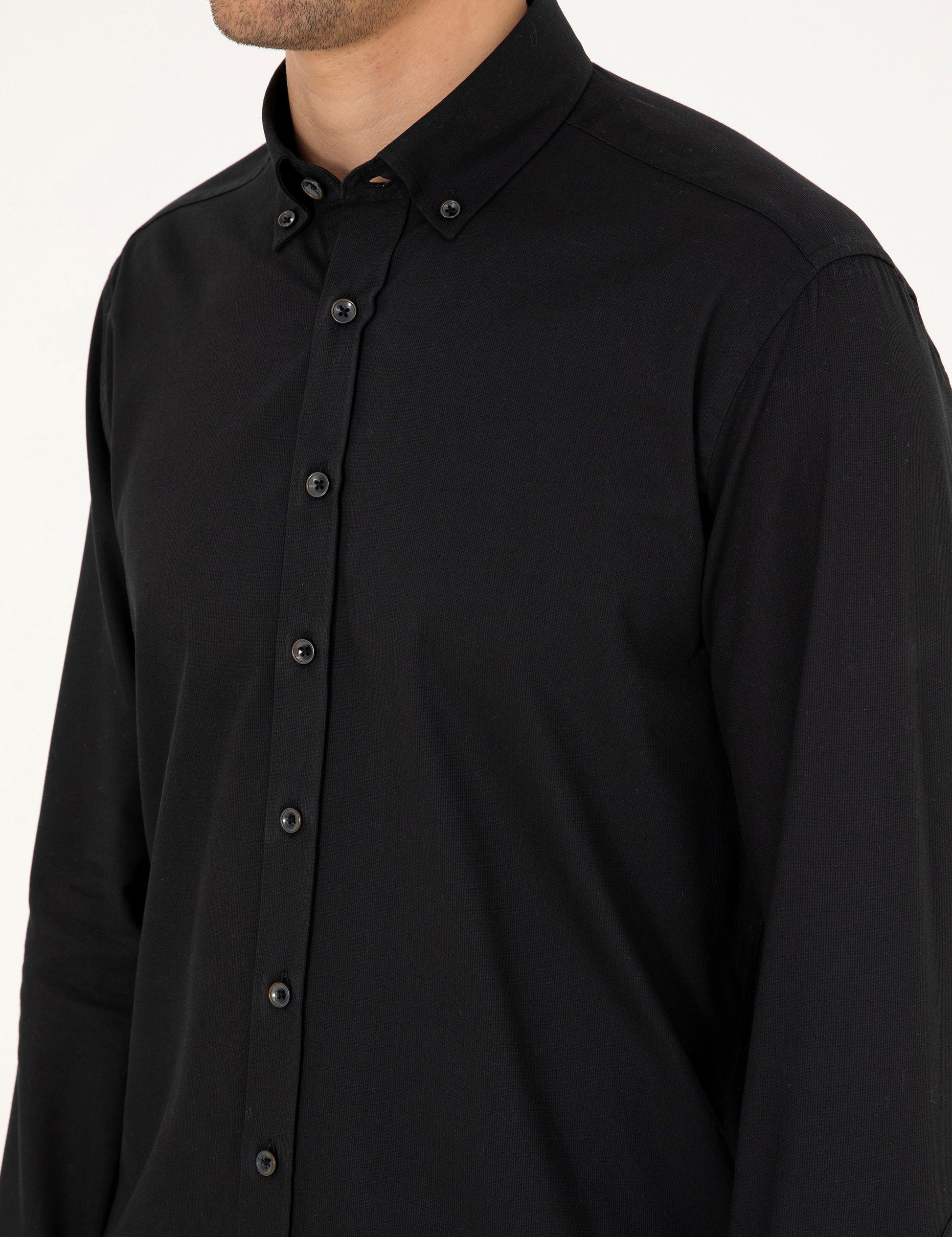 Black Regular Fit Long Sleeve Shirt