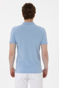 Men's Slim Fit Polo Neck Light Blue Basic T-Shirt