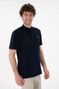 Men's Regular Fit Dominant Collar Navy Basic T-Shirt
