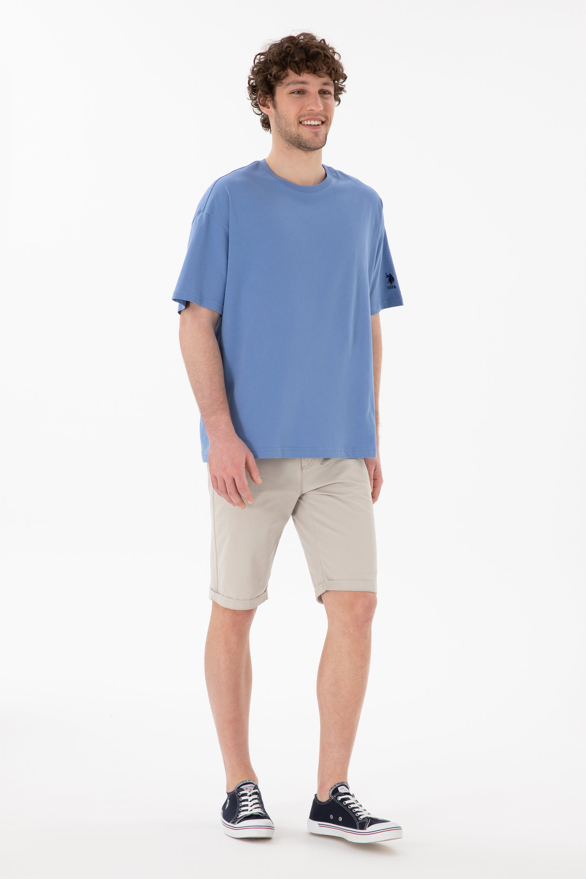 Men's Oversize Fit Crew Neck Dark Blue T-Shirt