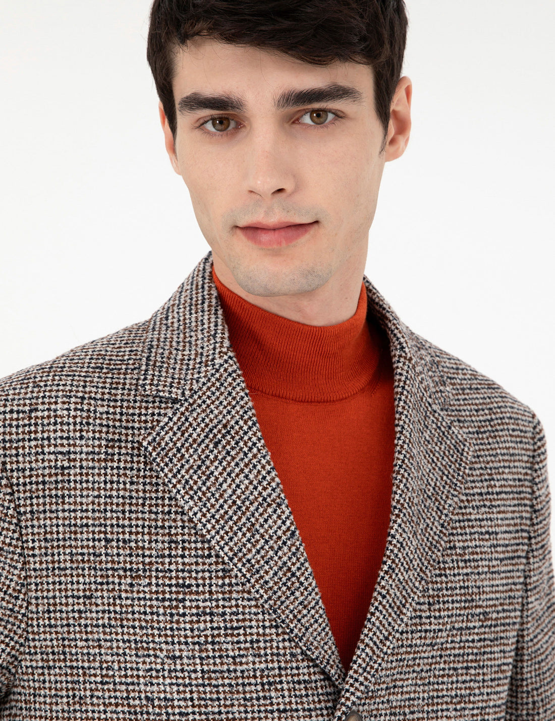 Brown Slim Fit Cashmere Coat