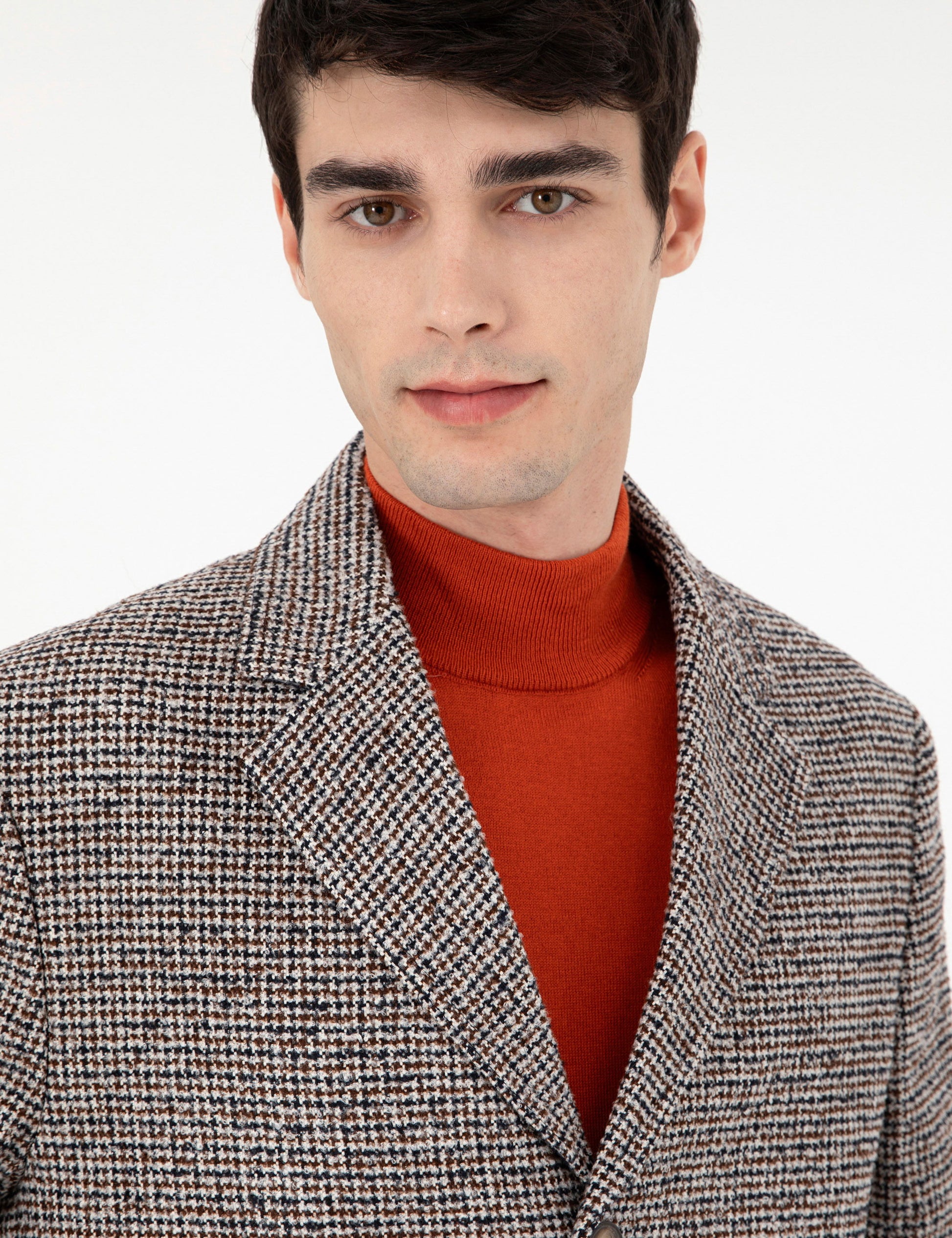 Brown Slim Fit Cashmere Coat