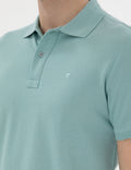 Dark Mint Slim Fit No-Fold Polo Neck Basic T-Shirt