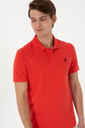 Men's Slim Fit Polo Neck Red Basic T-Shirt