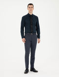 Navy Blue Ex. Slim Fit Long Sleeve Basic Shirt