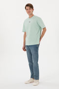 Men's Comfort Fit Crew Neck Water Green T-Shirt