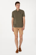 Men's Regular Fit Zippered Mink Textured T-Shirt
