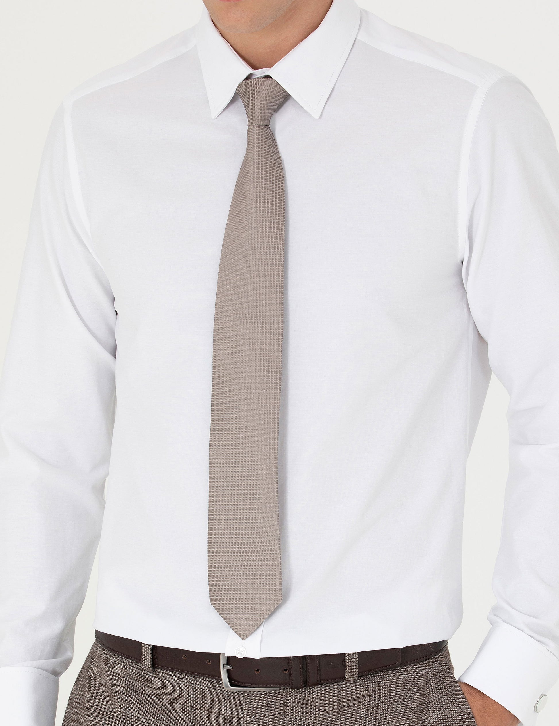 White Slim Fit Long Sleeve Basic Shirt