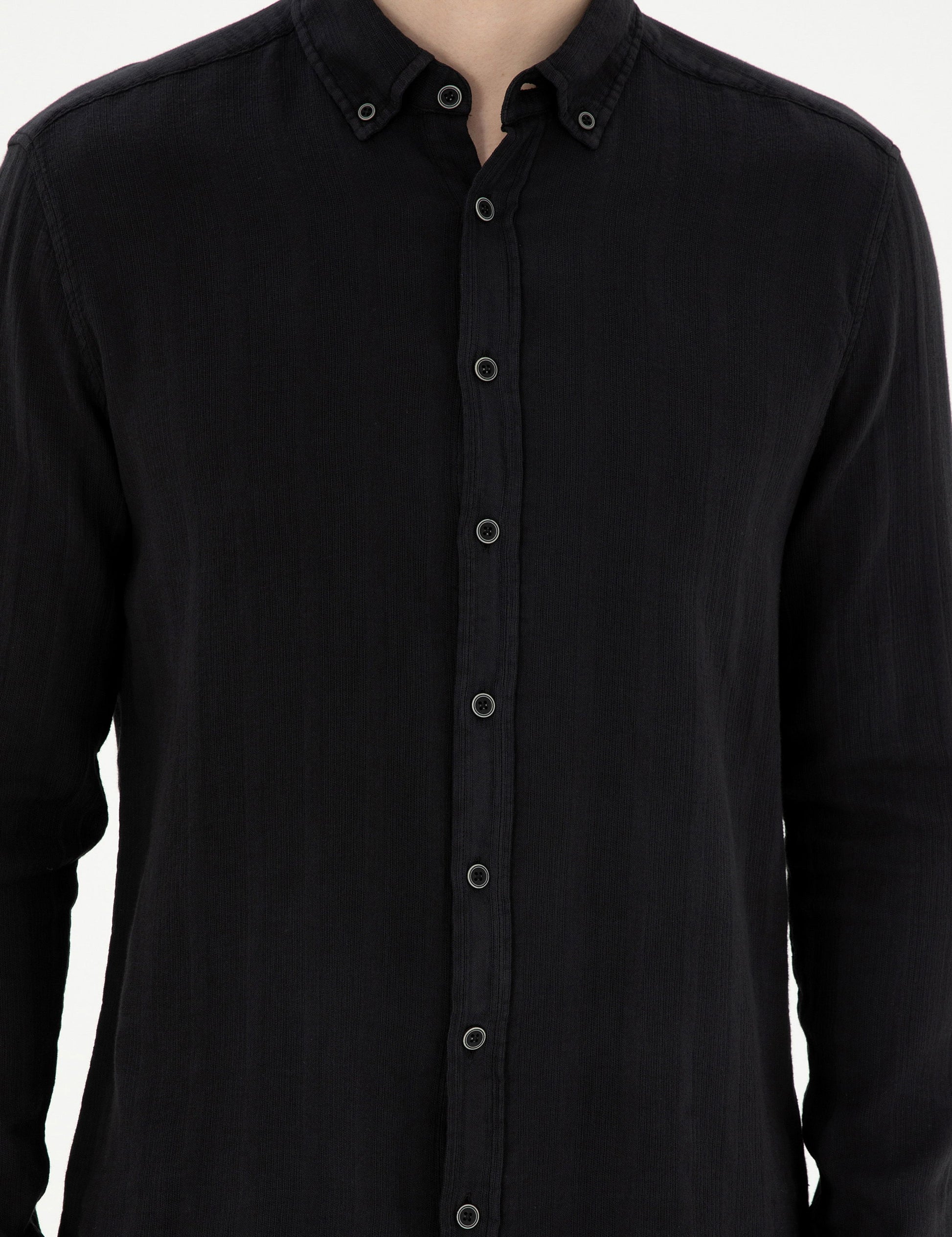 Black Regular Fit Long Sleeve Shirt