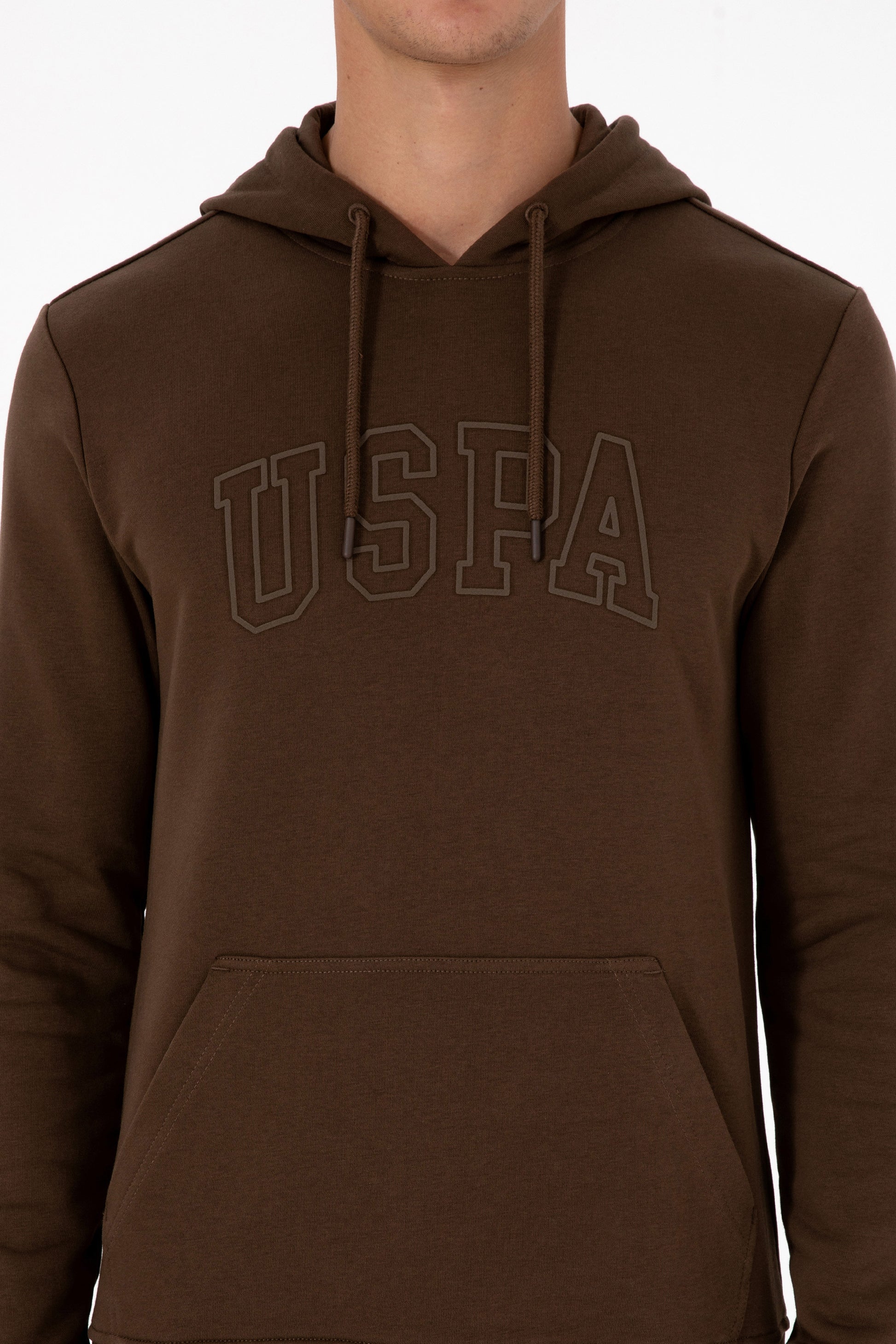 Erkek Regular Fit Kapüşonlu Kahverengi Basic Sweatshirt