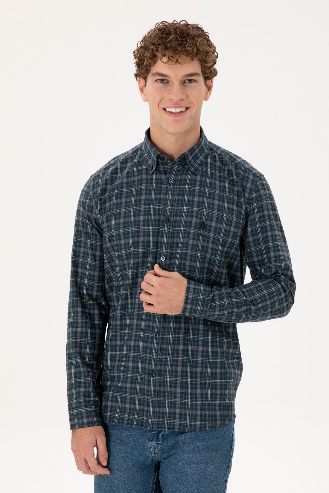 Men's Dark Green Long Sleeve Shirt