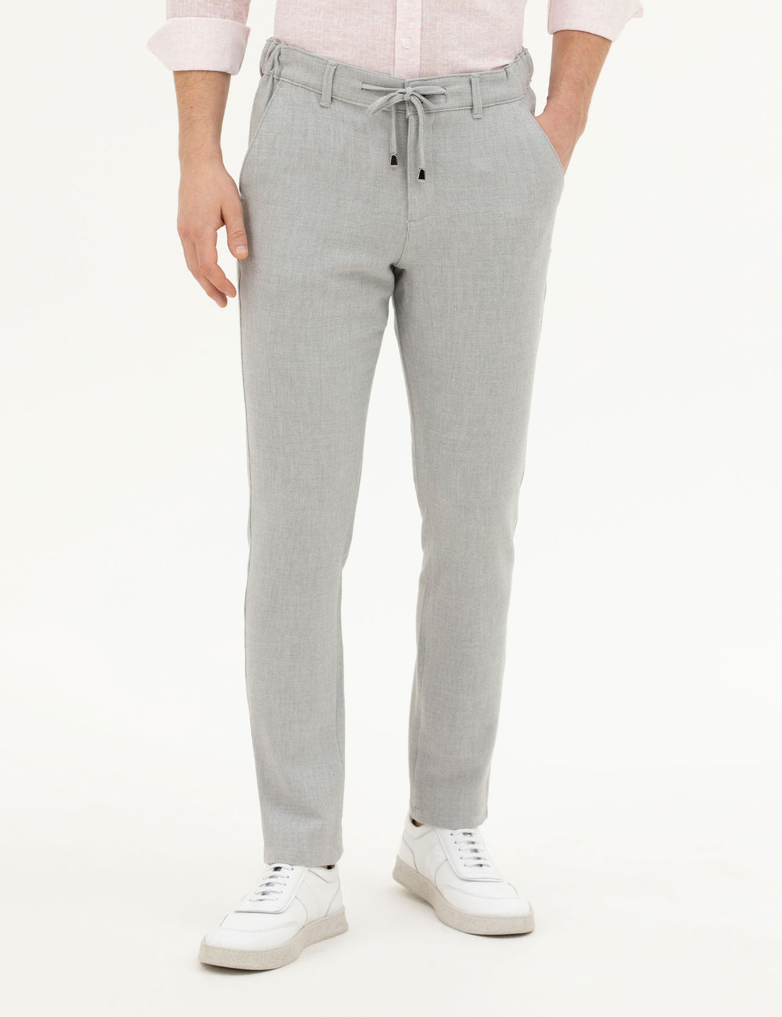 Grey Slim Fit Canvas Pants