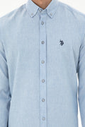 Men's Light Blue Long Sleeve Basic Shirt