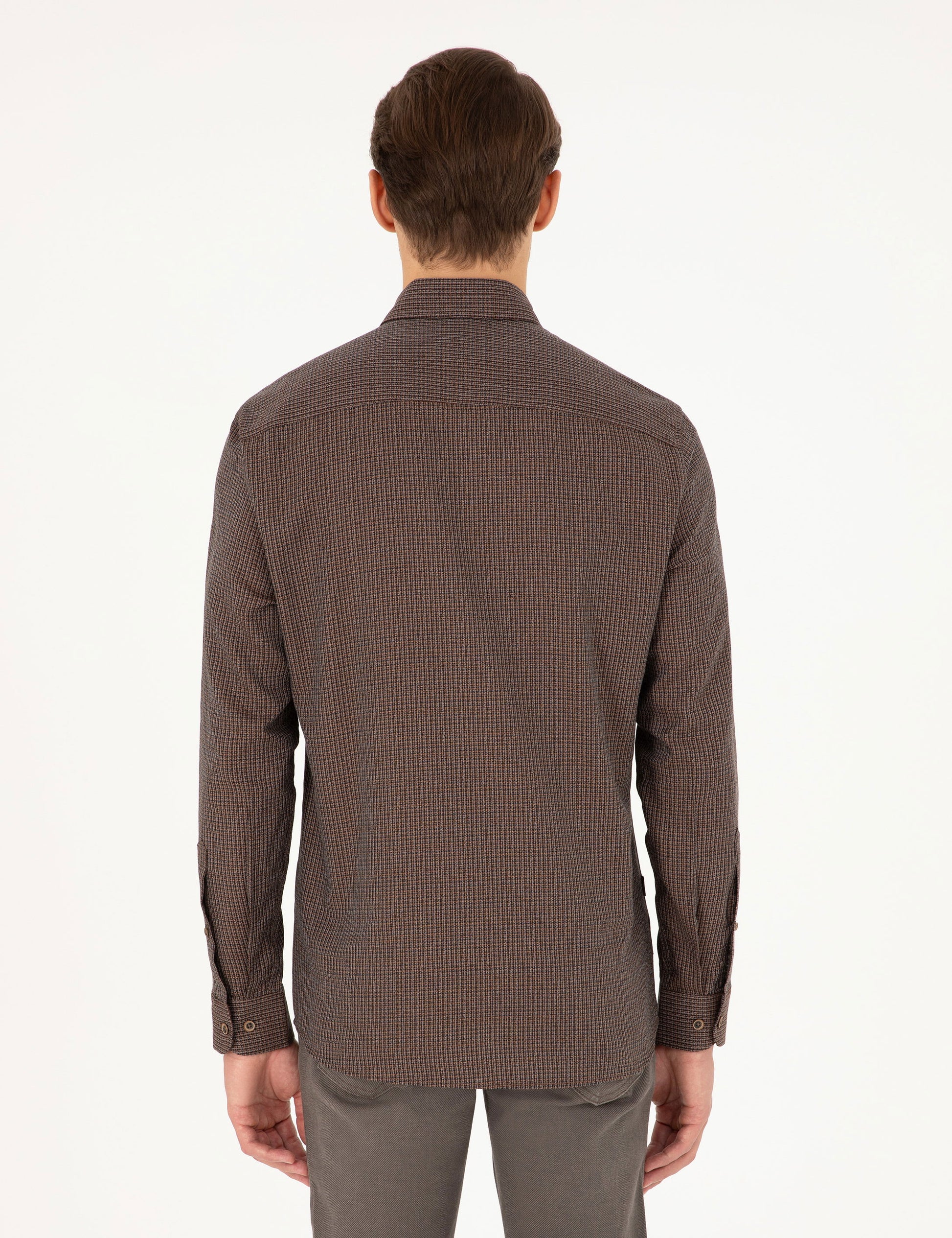 Brown Slim Fit Long Sleeve Shirt