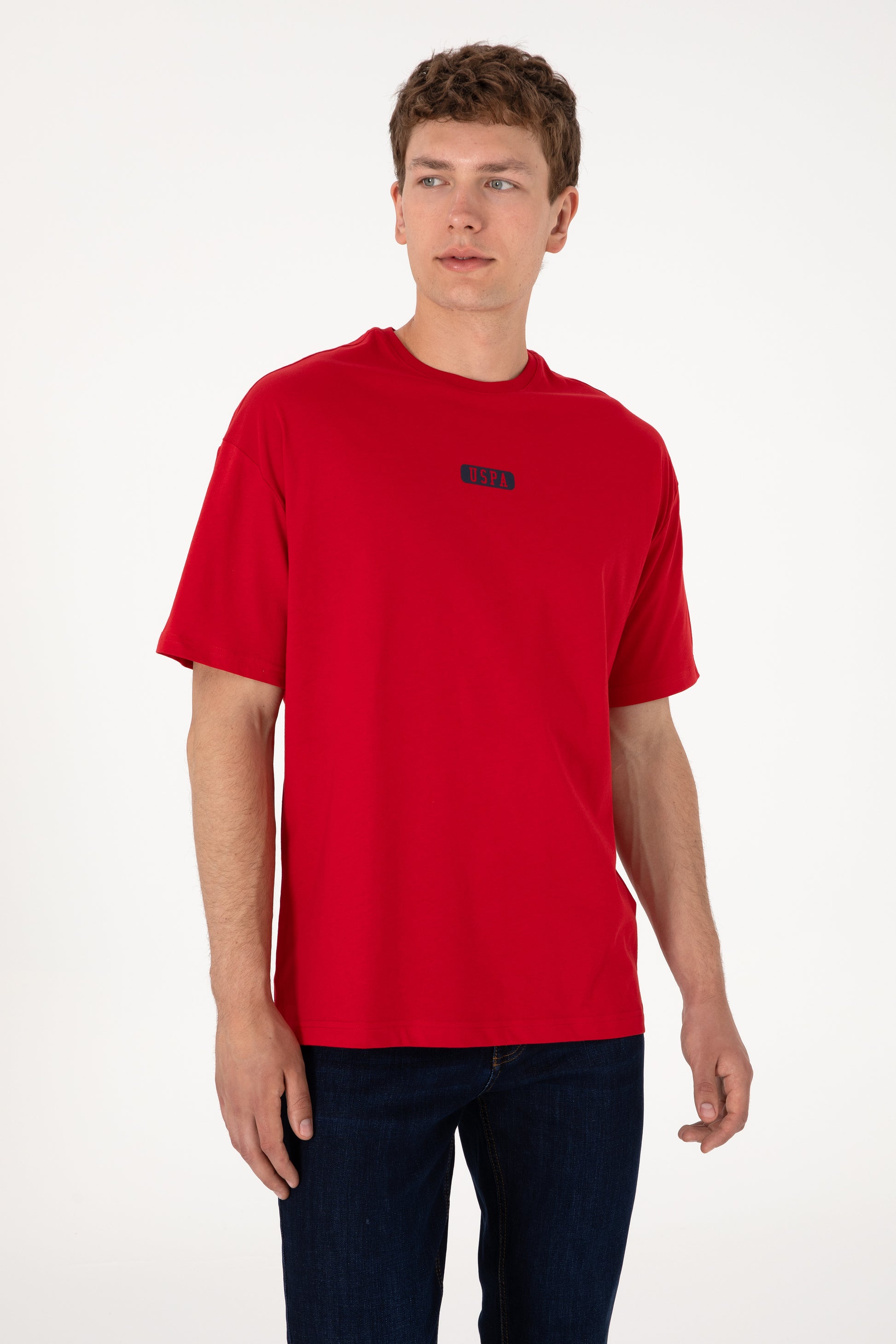Men's Oversize Fit Crew Neck Red T-Shirt