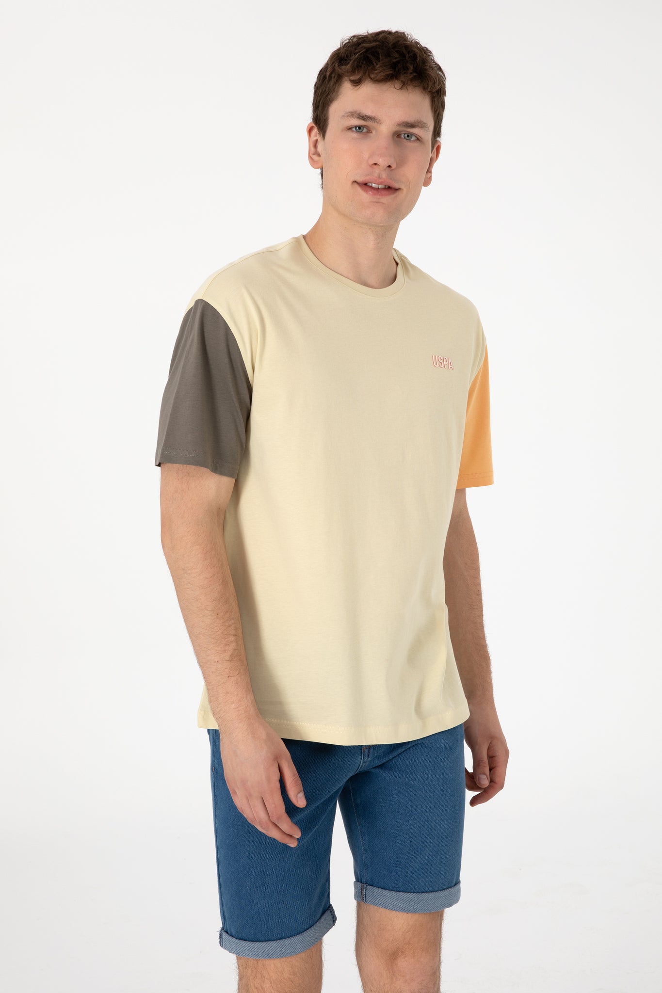 Men's Comfort Fit Crew Neck Light Khaki T-Shirt