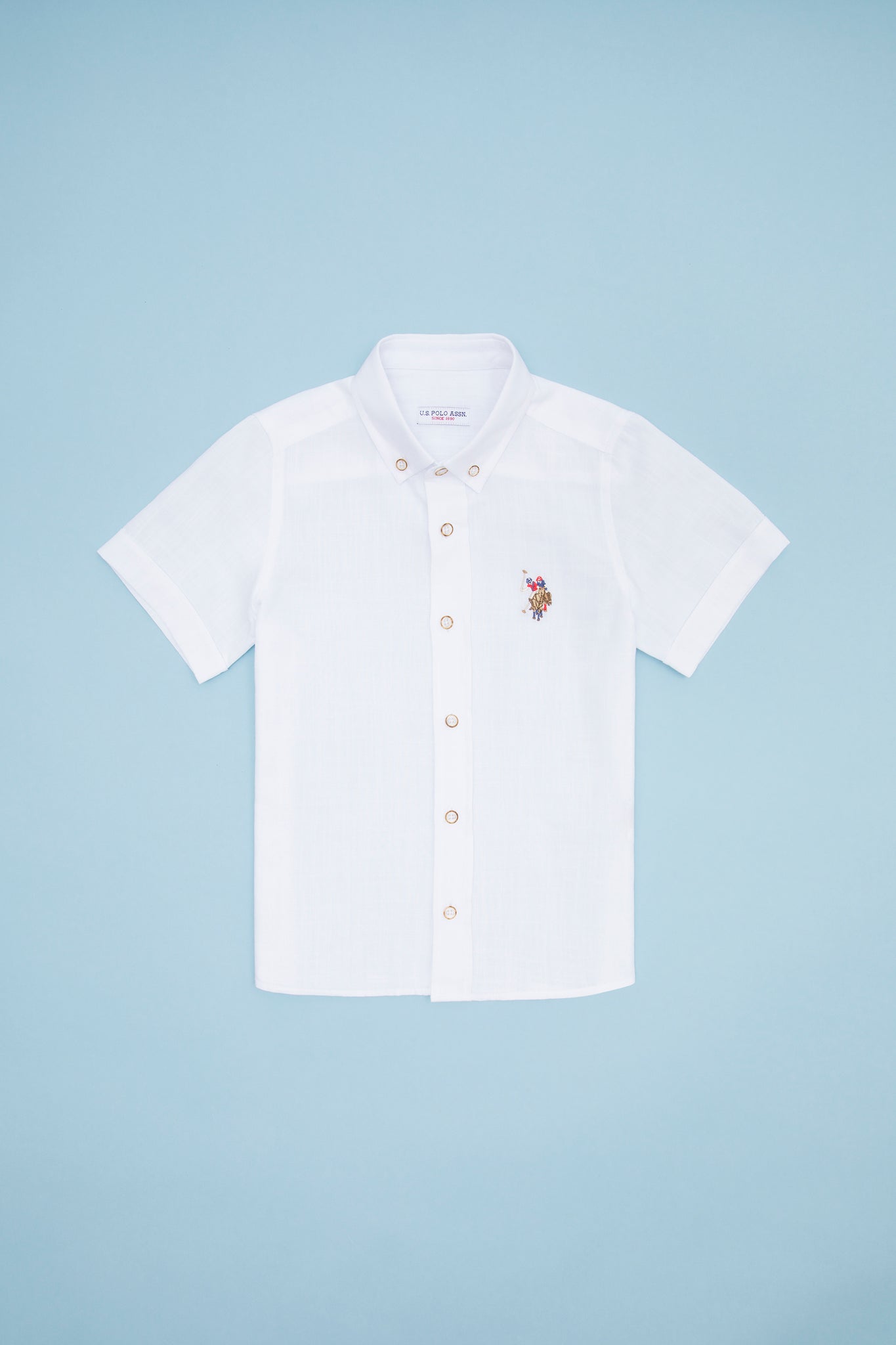 Boy's White Basic Short Sleeve Shirt