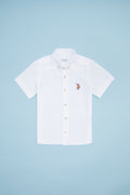 Boy's White Basic Short Sleeve Shirt