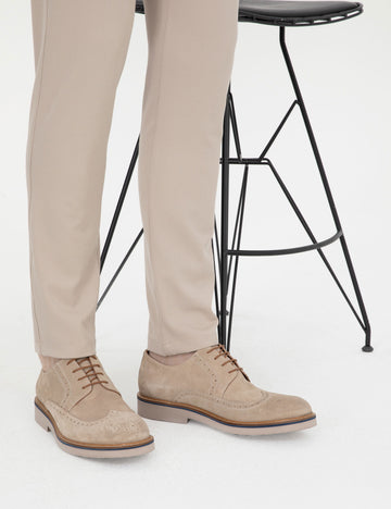 Beige 100% Leather Casual Shoes
