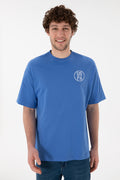 Men's Oversize Fit Crew Neck Indigo T-Shirt