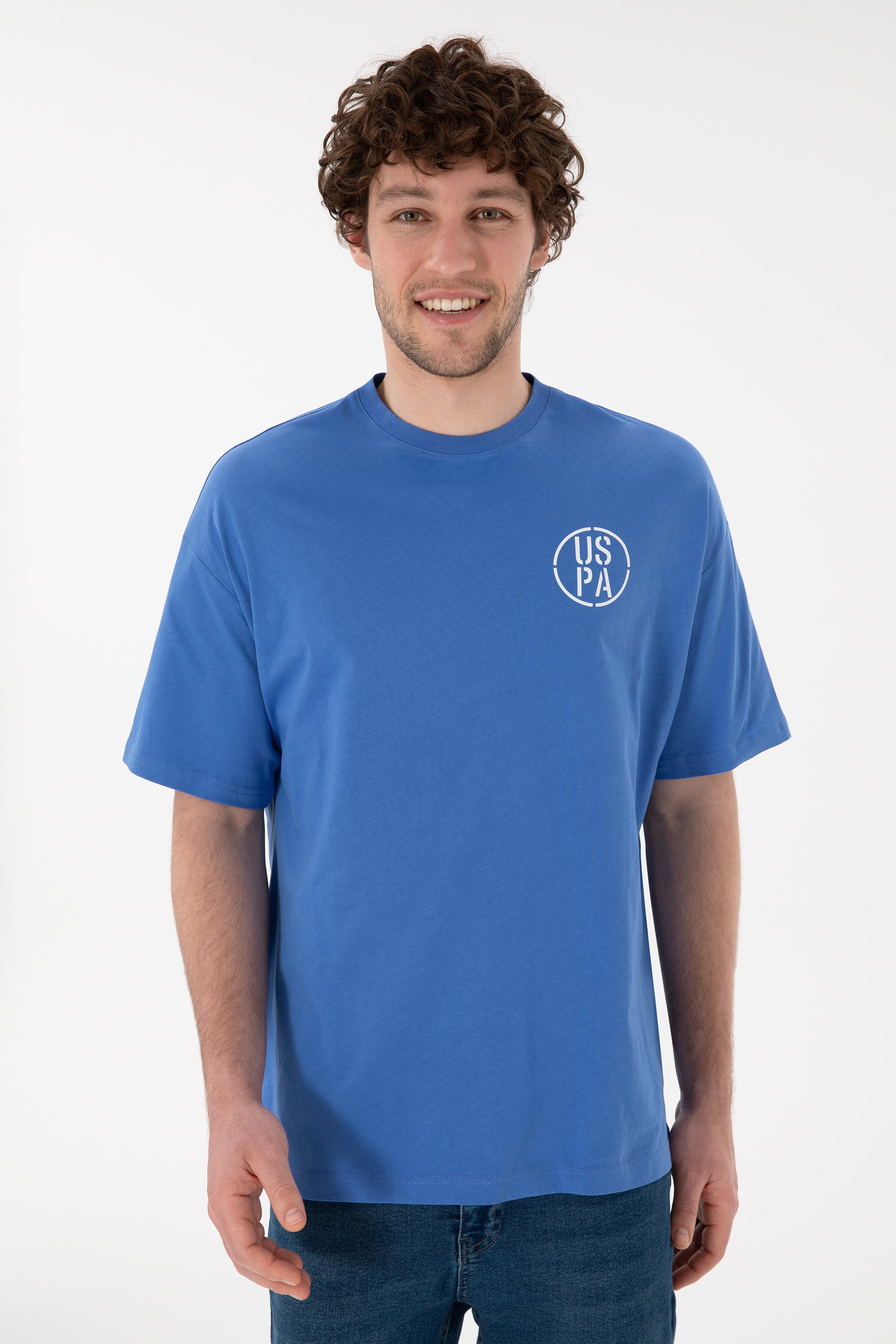 Men's Oversize Fit Crew Neck Indigo T-Shirt