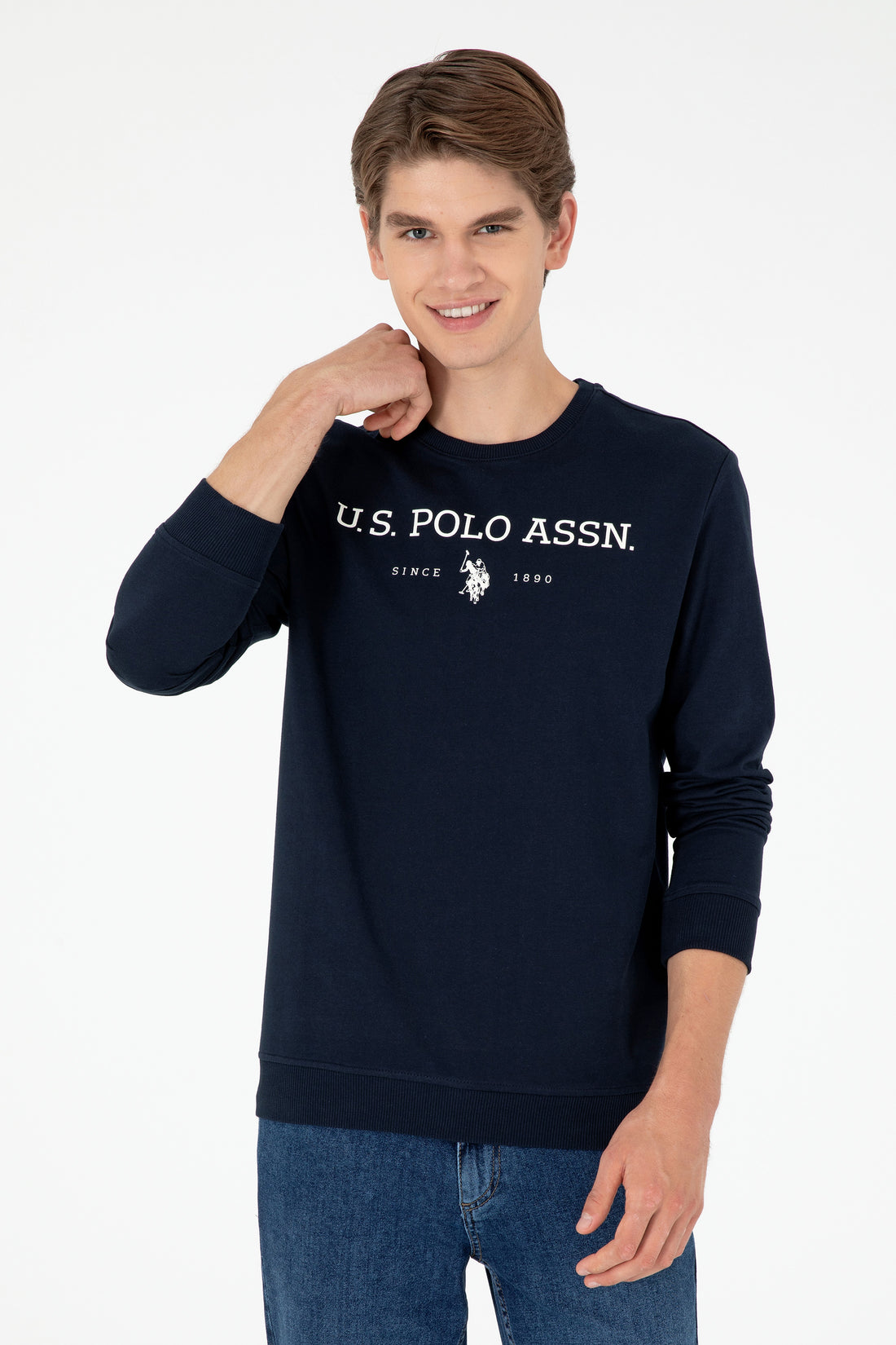 Men's Regular Fit Crew Neck Navy Sweatshirt