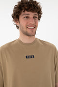 Men's Oversize Fit Crew Neck Khaki T-shirt