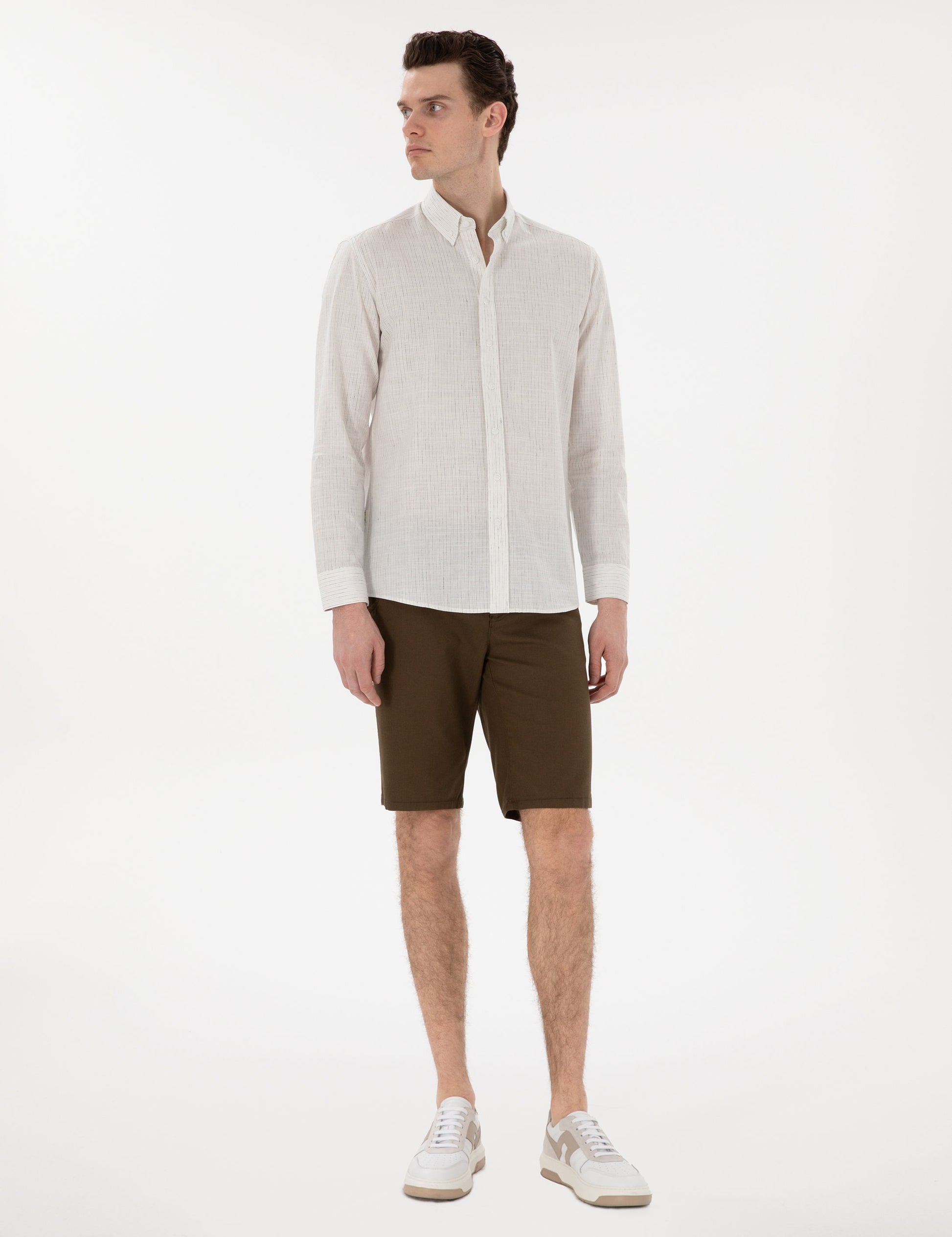 White Regular Fit Long Sleeve Shirt