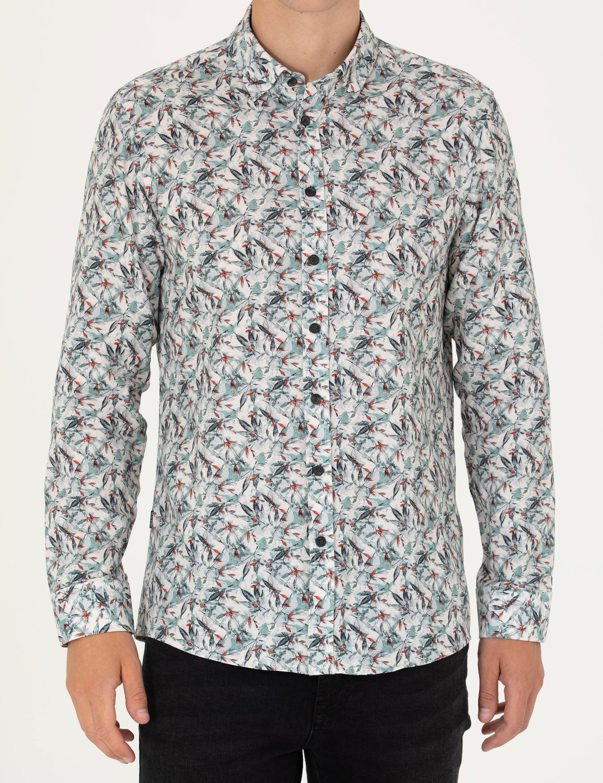 Mint Slim Fit Long Sleeve Shirt