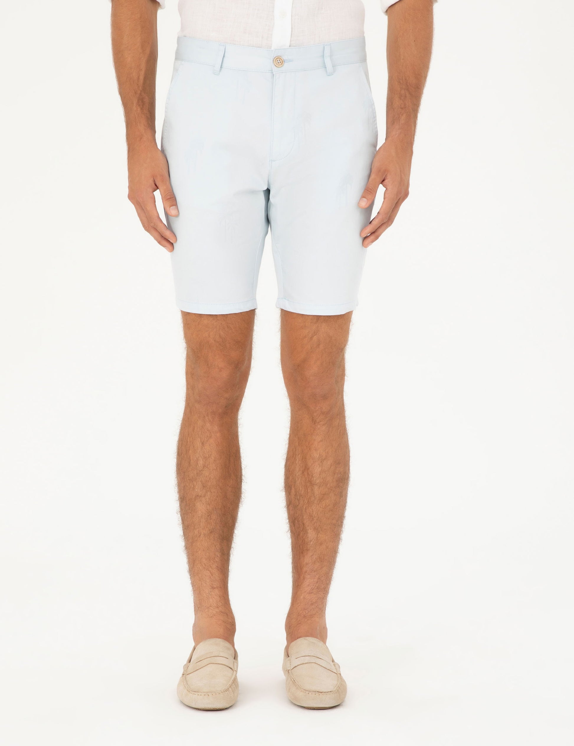 Blue Slim Fit Woven Shorts