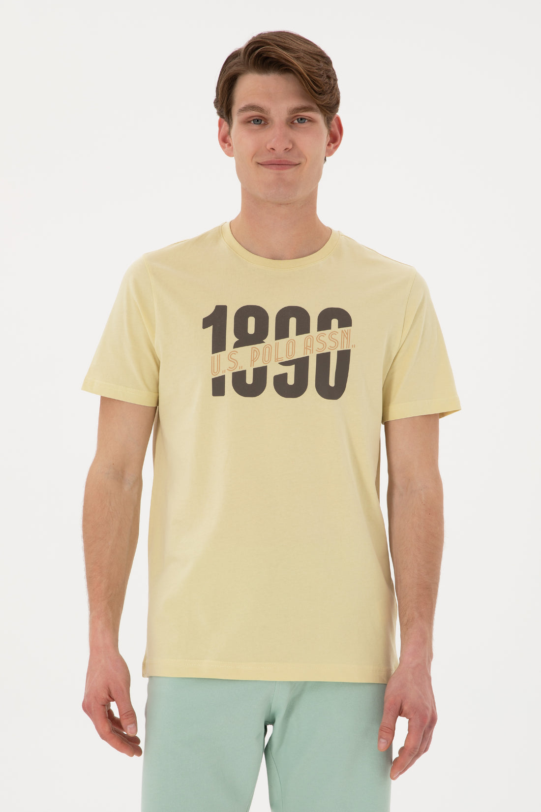 Men's Regular Fit Crew Neck Light Khaki T-Shirt
