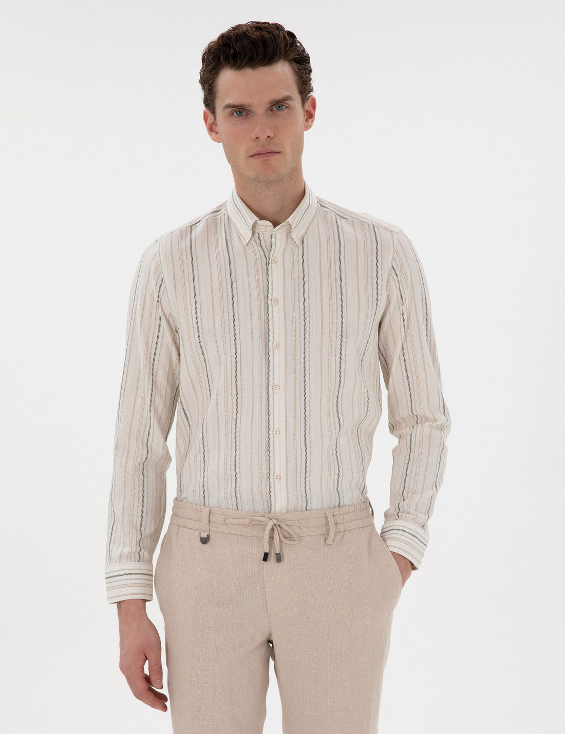 Khaki Regular Fit Long Sleeve Shirt