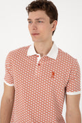 Men's Regular Fit Polo Neck Powder Printed T-Shirt