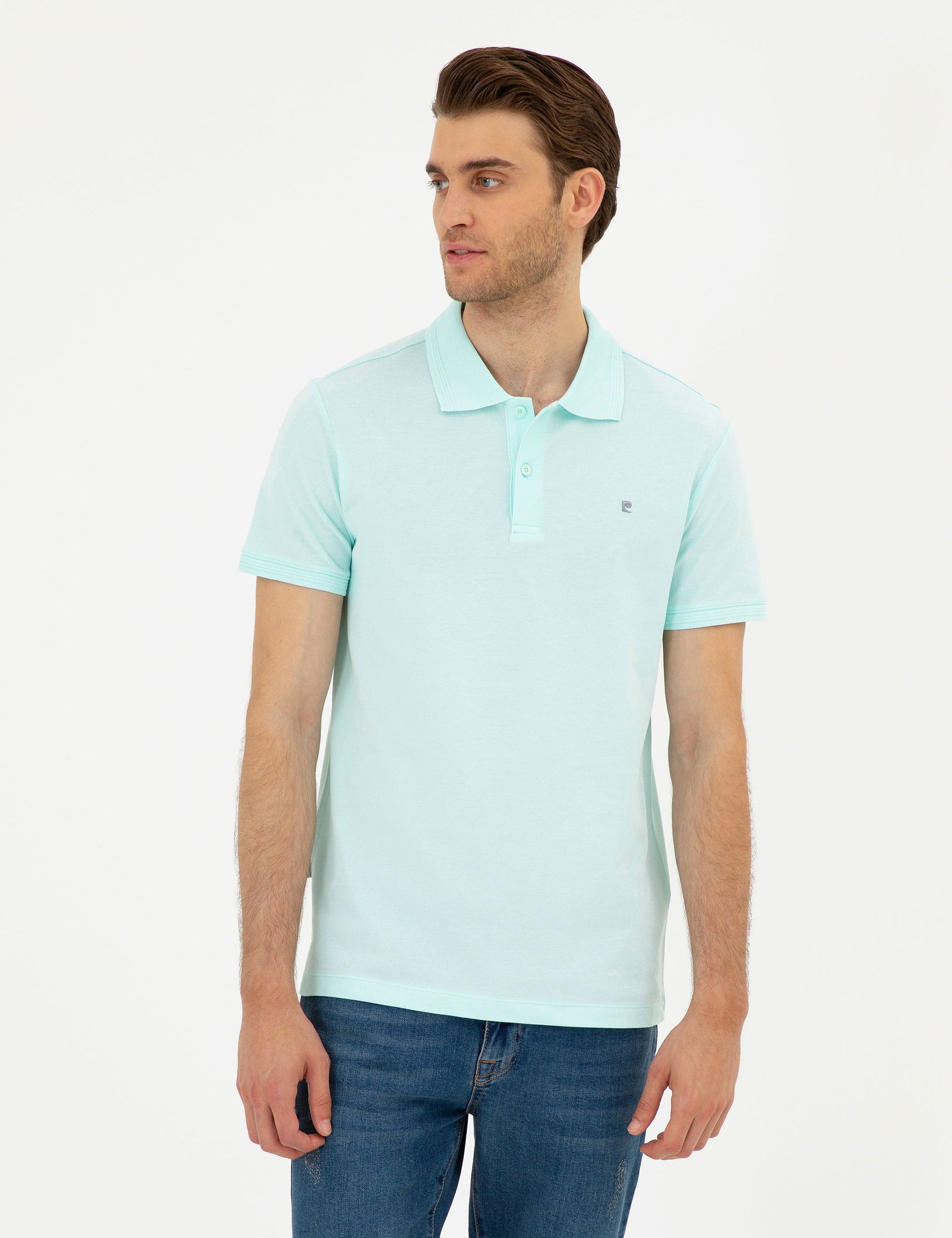 Aqua Green Slim Fit Basic T-Shirt