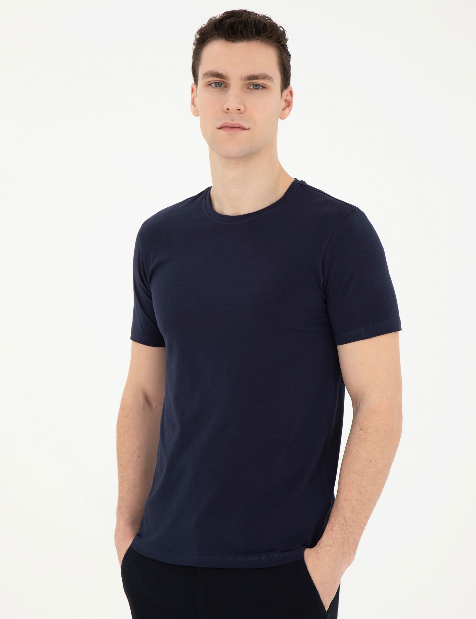 Navy Slim Fit Basic T-Shirt