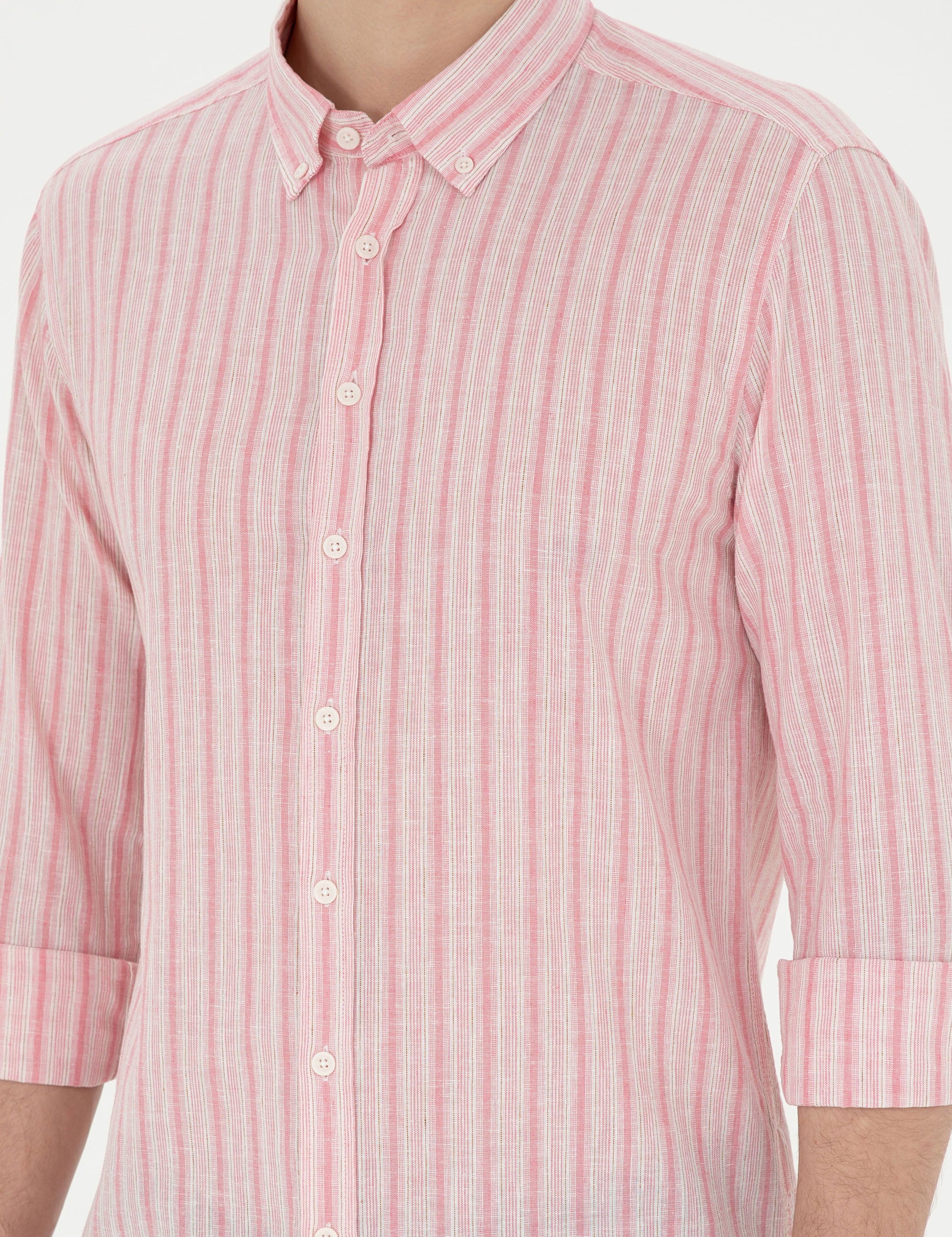 Pink Slim Fit Long Sleeve Shirt