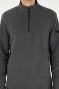 Regular Fit Half Zipper Anthracite Basic Sweatshirt