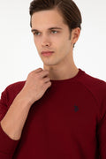 Men's Regular Fit Crew Neck Burgundy Basic Sweatshirt