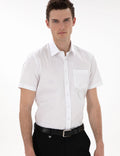 White Regular Fit Short Sleeve Basic Shirt with Pockets