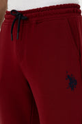 Men's Slim Fit Straight Leg Burgundy Basic Sweatpants