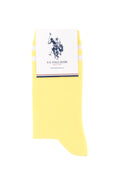 Women's White Yellow 2 Pcs Socket Socks