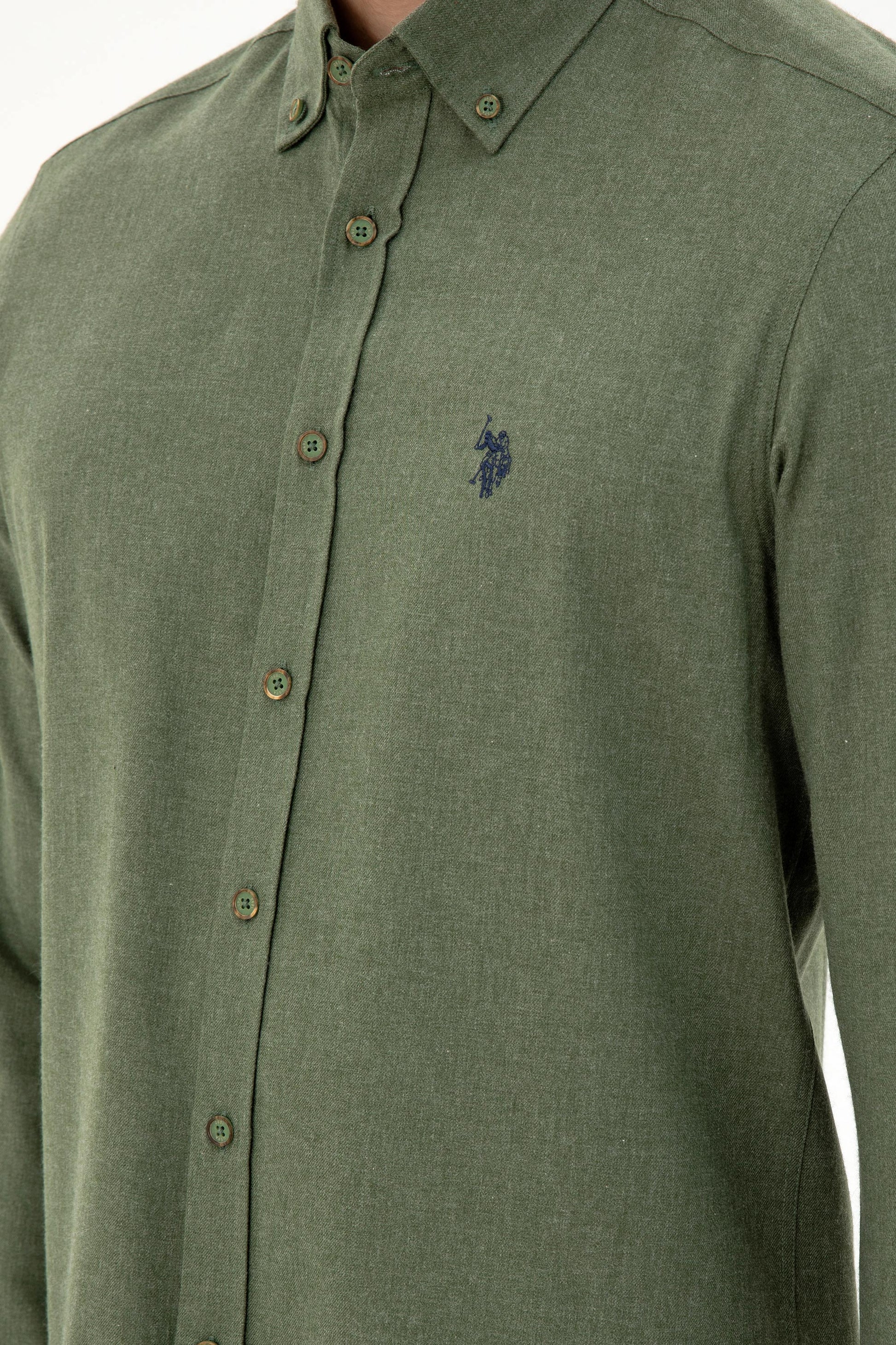 Men's Khaki Long Sleeve Basic Shirt