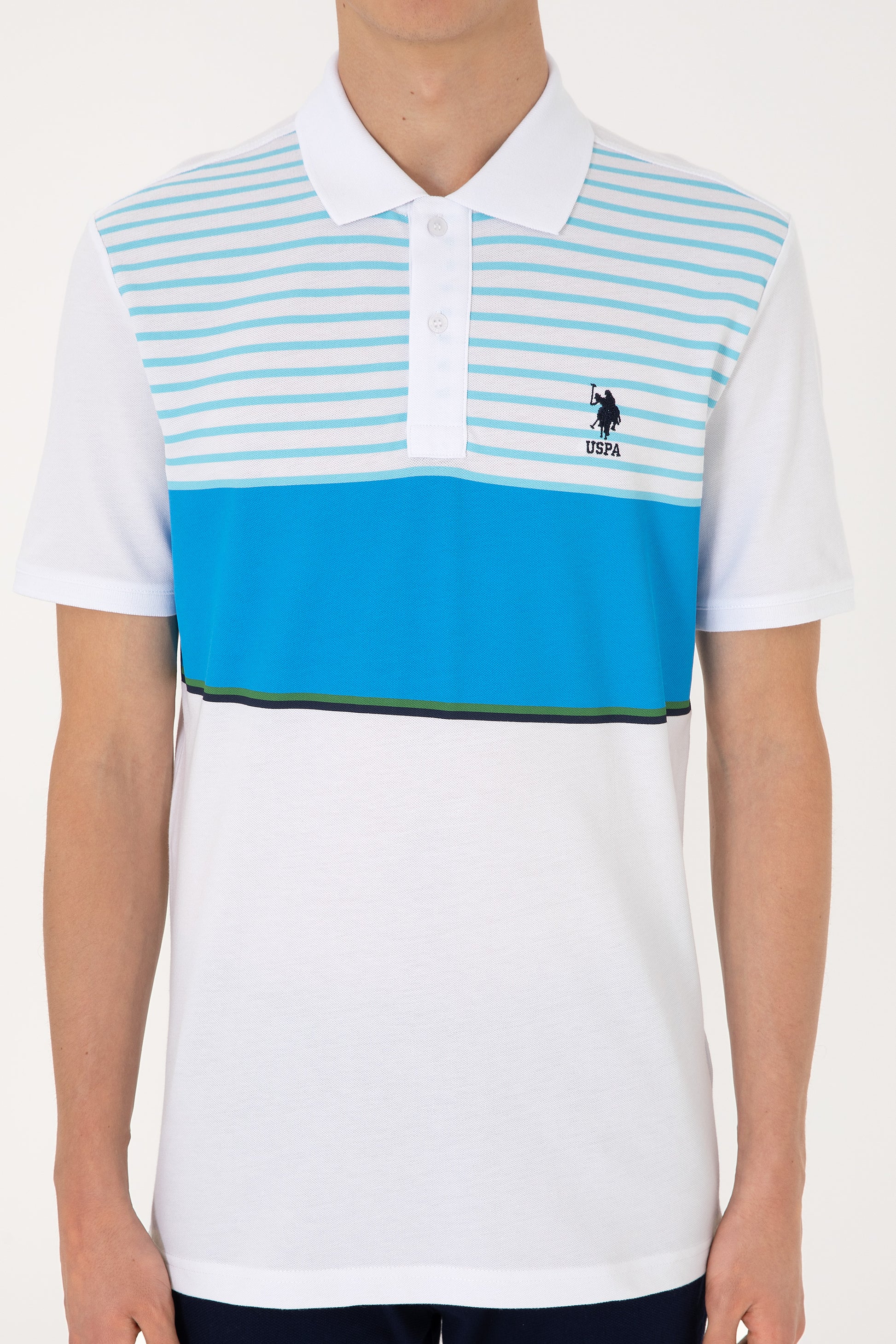 Men's Regular Fit Polo Neck Turquoise T-shirt
