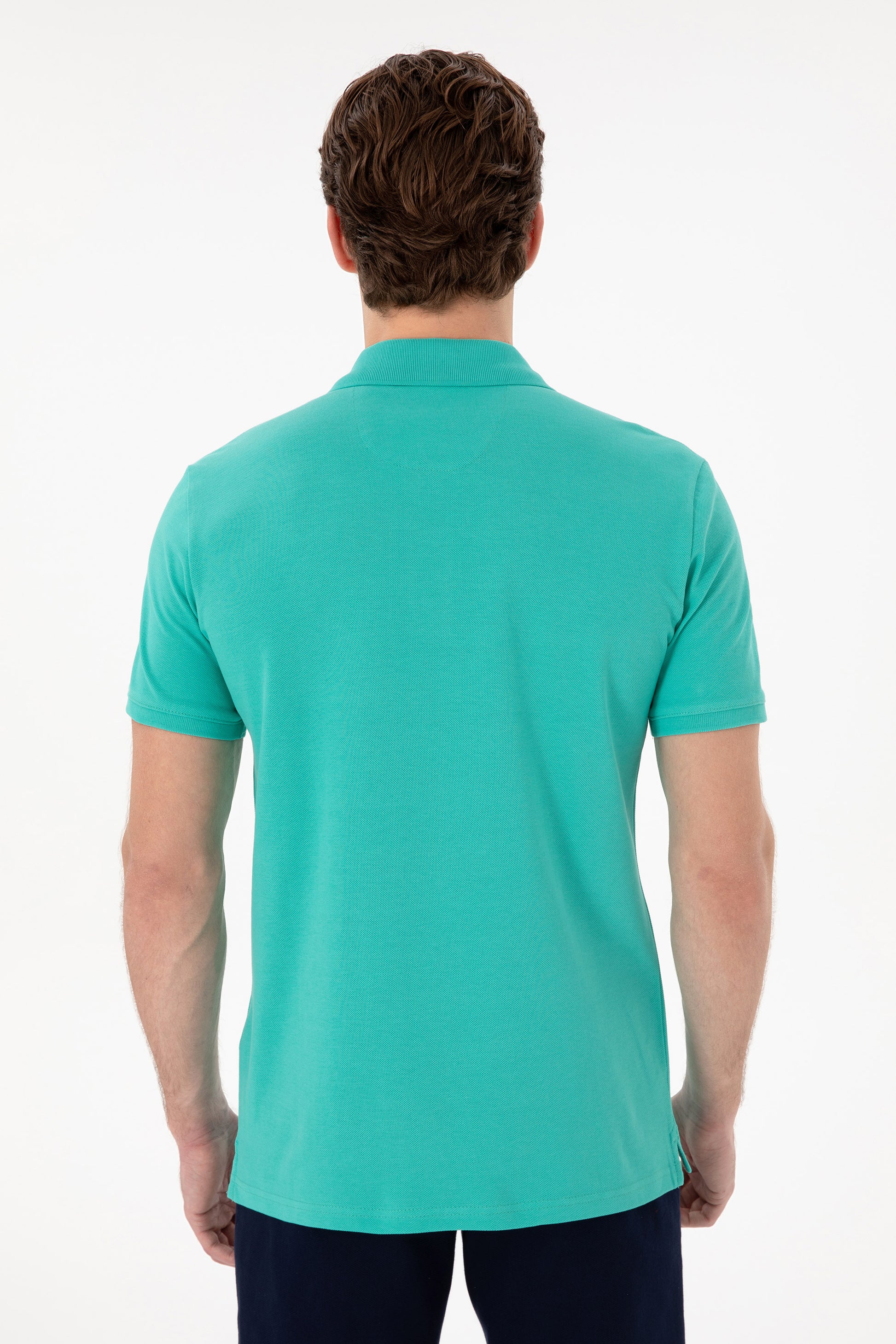 Men's Slim Fit Polo Neck Mint Basic T-Shirt