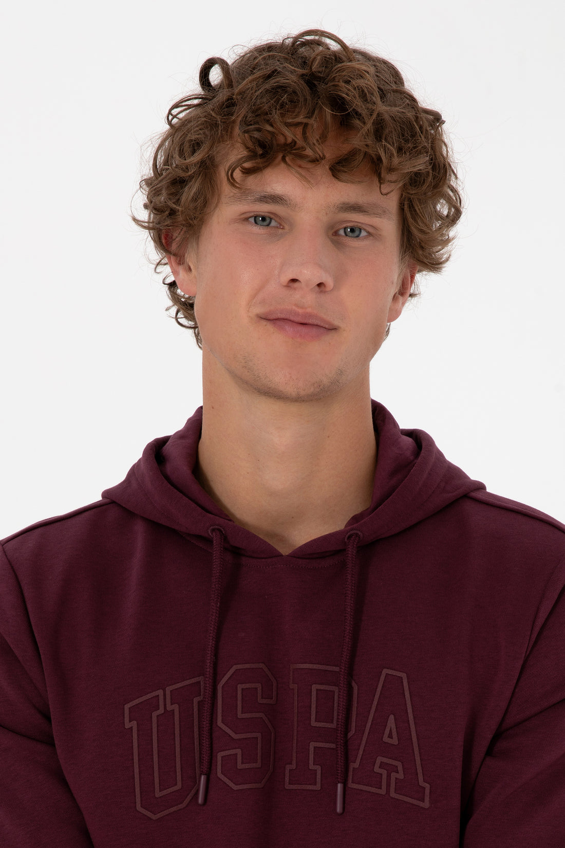 Erkek Regular Fit Kapüşonlu Koyu Bordo Basic Sweatshirt