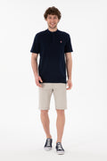 Men's Regular Fit Dominant Collar Navy Basic T-Shirt